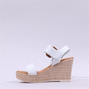 Oh My Sandals Square Buckle Wedge - White